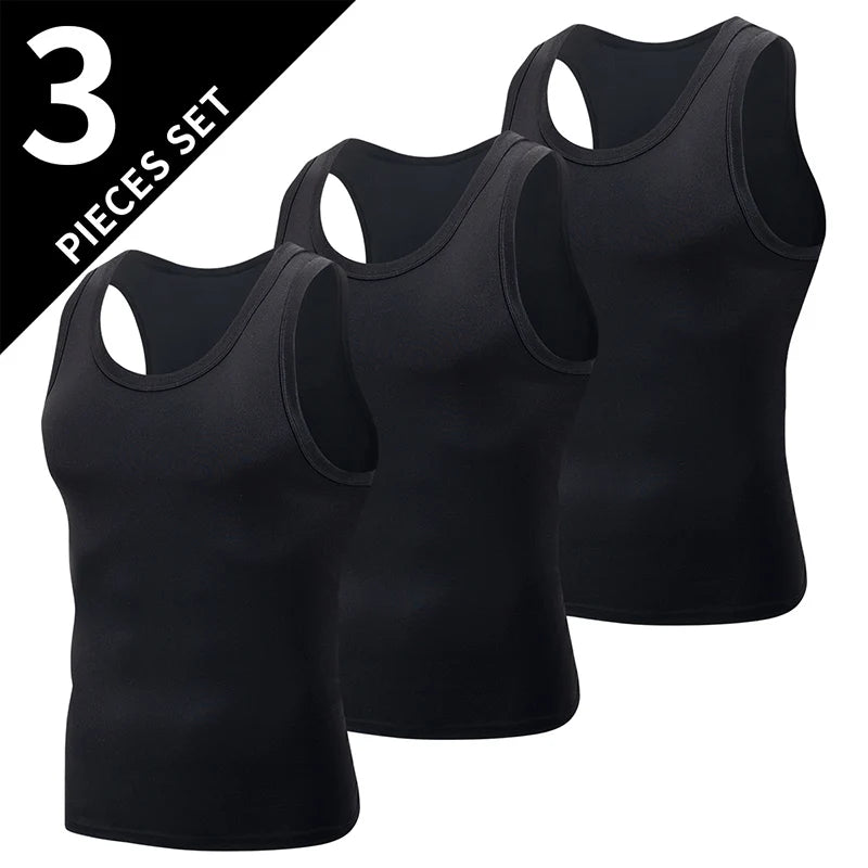 1/3 Piece Men's Four Seasons Black And White Classic Color Basic Tank Top