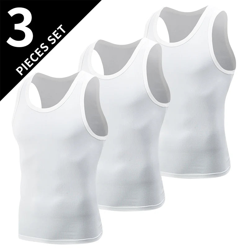 1/3 Piece Men's Four Seasons Black And White Classic Color Basic Tank Top